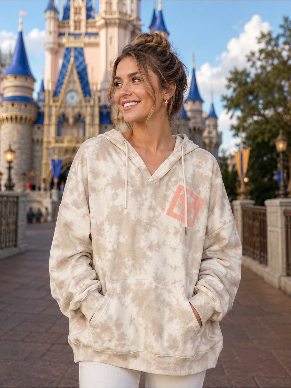 Walt Disney World Tie-dye V-neck Hoodie Women’s Plus Size 3XL Disney Parks Merch